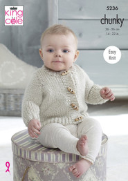 Striped & Plain Cardigans & Waistcoats in King Cole Big Value Baby Soft Chunky (5236)