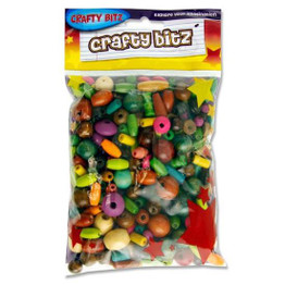 Wooden Multicoloured Beads (100g) - Small