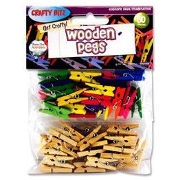 Wooden Pegs (50pcs) - Assorted