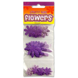 Foam Flowers - Purple w/Glitter