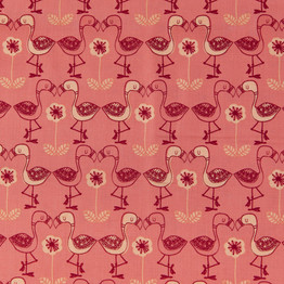 Flamingos & Flowers on Pink - 100% Cotton