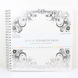 12" x 12" Scrapbook Album (40pgs) - White w/Silver Border