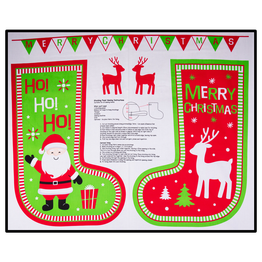 Happy Xmas Stocking - 100% Cotton - PER PANEL