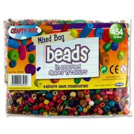Wooden Multicoloured Beads (454g) - Medium