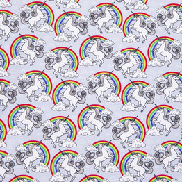 Cotton Poplin Print - Unicorns on Silver - Per ½ Metre