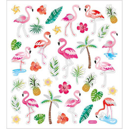 Sticker Sheet (37pcs) - Flamingos