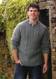 Cabled Sweater & Hoodie in King Cole Fashion Aran (3964)