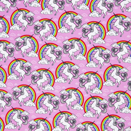 Cotton Poplin Print - Unicorns on Pink - Per ½ Metre