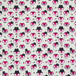 Cotton Poplin Print - Funky Foxes (Green) - Per ½ Metre