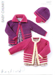 Children's Cardigan & Hat in Hayfield Baby Chunky (4407)