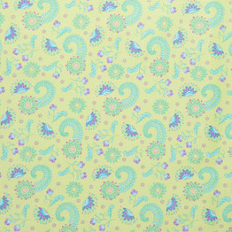 Peacock Flowers Lime - 100% Cotton