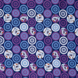 Olaf & Snowflake on Purple - 100% Cotton