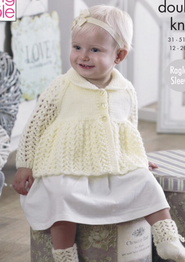 Jacket, Bonnet, Mittens, Bootees & Blanket in King Cole DK (4946)