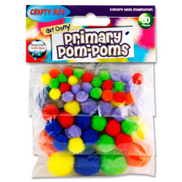 Primary Pompoms (60pcs) - Assorted