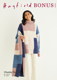 Abstract Sweater & Wide Scarf in Hayfield Bonus Chunky Tweed (10340)