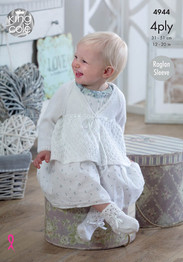 Matinee Coat, Bonnet Bootees & Mittens in King Cole Baby 4Ply (4944)