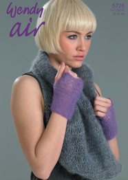 Cowl, Mitts & Scarf in Wendy Air (5728)