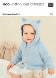 Cardigan w/Collar or Hood & Hat in Rico Baby Classic DK (092)