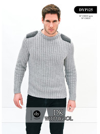 Sweater with Shoulder & Elbow Patches in DY Choice DK w/Wool (DYP125)