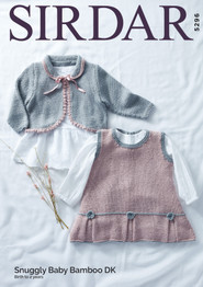 Baby Girl's Pinafore & Cardigan Sirdar Snuggly Bamboo 4 Ply (5296)