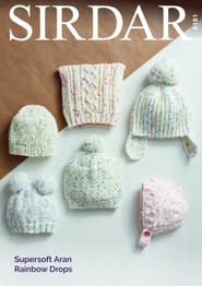 Selection of Baby Hats in Sirdar Supersoft Aran Rainbow Drops (5181)