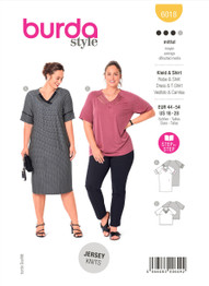 V-Neck Dress & T-Shirt in Burda Misses' (6018)