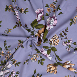 100% Polyester: Large Lavender Floral - Per ½ Metre