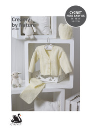 Creamy by Nature Cardigan, Hat & Scarf in Cygnet Pure Baby DK (CY1317)