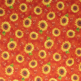 Autumn: Sunflowers on Paprika - 100% Cotton