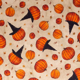 All Hallow's Eve: Pumpkins on Cream - 100% Cotton