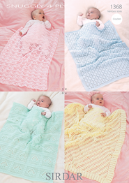 Collection of Baby Blankets in Sirdar Snuggly 4 Ply (1368) - CROCHET