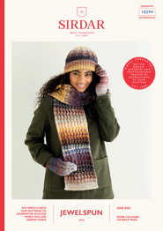 Serpent Cable Hat, Scarf & Mitts in Sirdar Jewelspun Aran (10294) - PDF