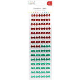 10mm Adhesive Gems (120pcs) - Red & Green