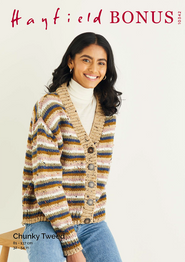 Striped Cardigan in Hayfield Bonus Chunky Tweed (10342) - PDF