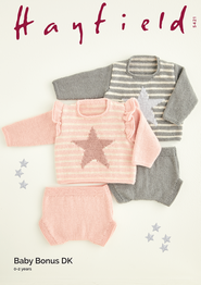 Two Piece Striped Star Set in Hayfield Baby Bonus DK (5421) - PDF