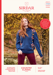 Women's Floral Intarsia Sweater in Sirdar Country Classic Worsted (10160) - PDF