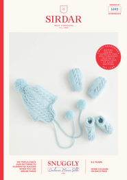 Pom Pom Hat, Mittens & Booties in Sirdar Snuggly Cashmere Merino Silk 4 Ply (5392) - PDF