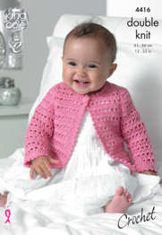 Crochet Dress, Cardigan & Hat in King Cole Cherish & Cherished DK (4416) - CROCHET