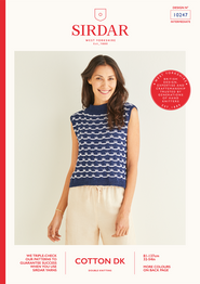 Wave Stitch Tank with Crossover Back in Sirdar Cotton DK (10247) - PDF