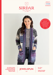 Women's Wide Rib Longline Cardigan in Sirdar Jewelspun Aran (10138) - PDF