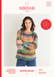 Women's Crew Neck Raglan Sweater in Sirdar Jewelspun Aran (10140) - PDF