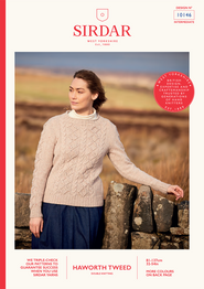 Women's Crew Neck Cable Sweater in Sirdar Jewelspun Aran (10146) - PDF