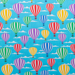 Cotton Poplin Print - Hot Air Balloons on Blue - Per ½ Metre