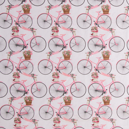 View of Flower Bicycles - 100% Cotton