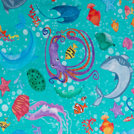 Under the Sea on Turquoise - 100% Cotton