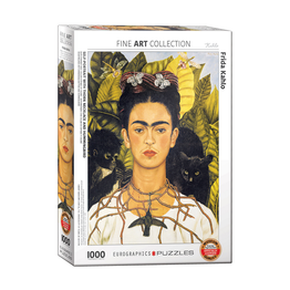 Jigsaw Puzzle (1000pcs): Kahlo - Self-Portrait with Thorn Necklace and Hummingbird