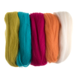 Natural Roving Wool (50g) - Assorted Neon Brights
