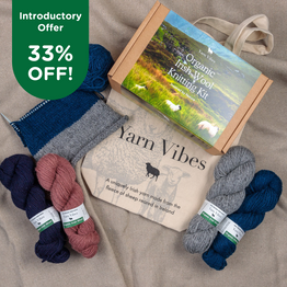 Yarn Vibes Introduction to Organic Knitting Kit - Beginner's Scarf