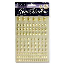 Self-Adhesive Pearls (120pk) - Ivory Assorted