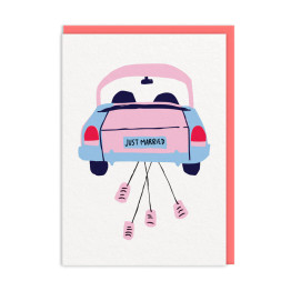 Greeting Card - Car & Cans Just Married